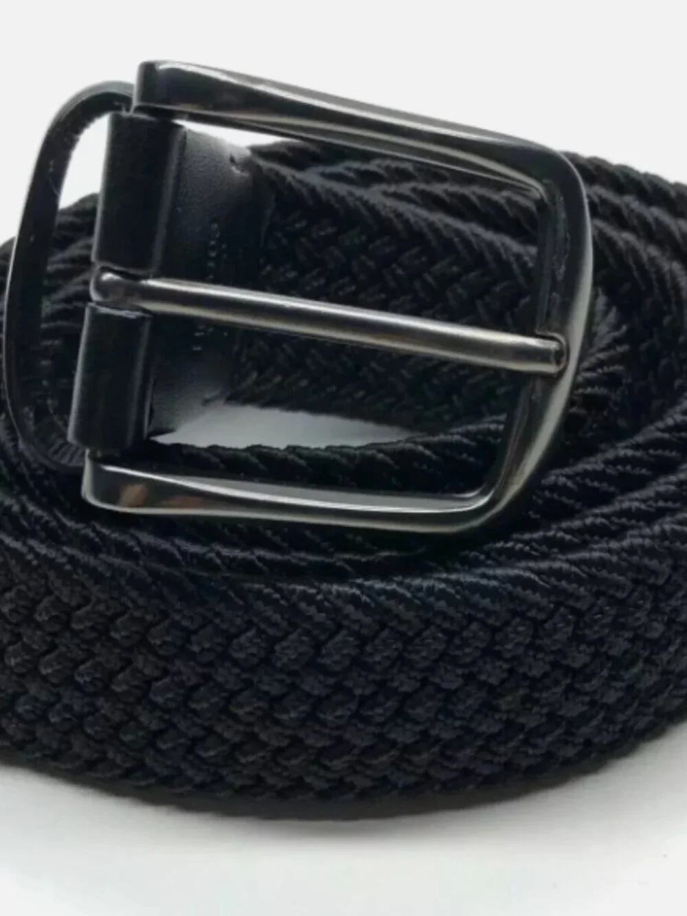 Penguin Black Mens Belt Siez small 30-32 Stretch Gunmetal Buckle 1 1/4